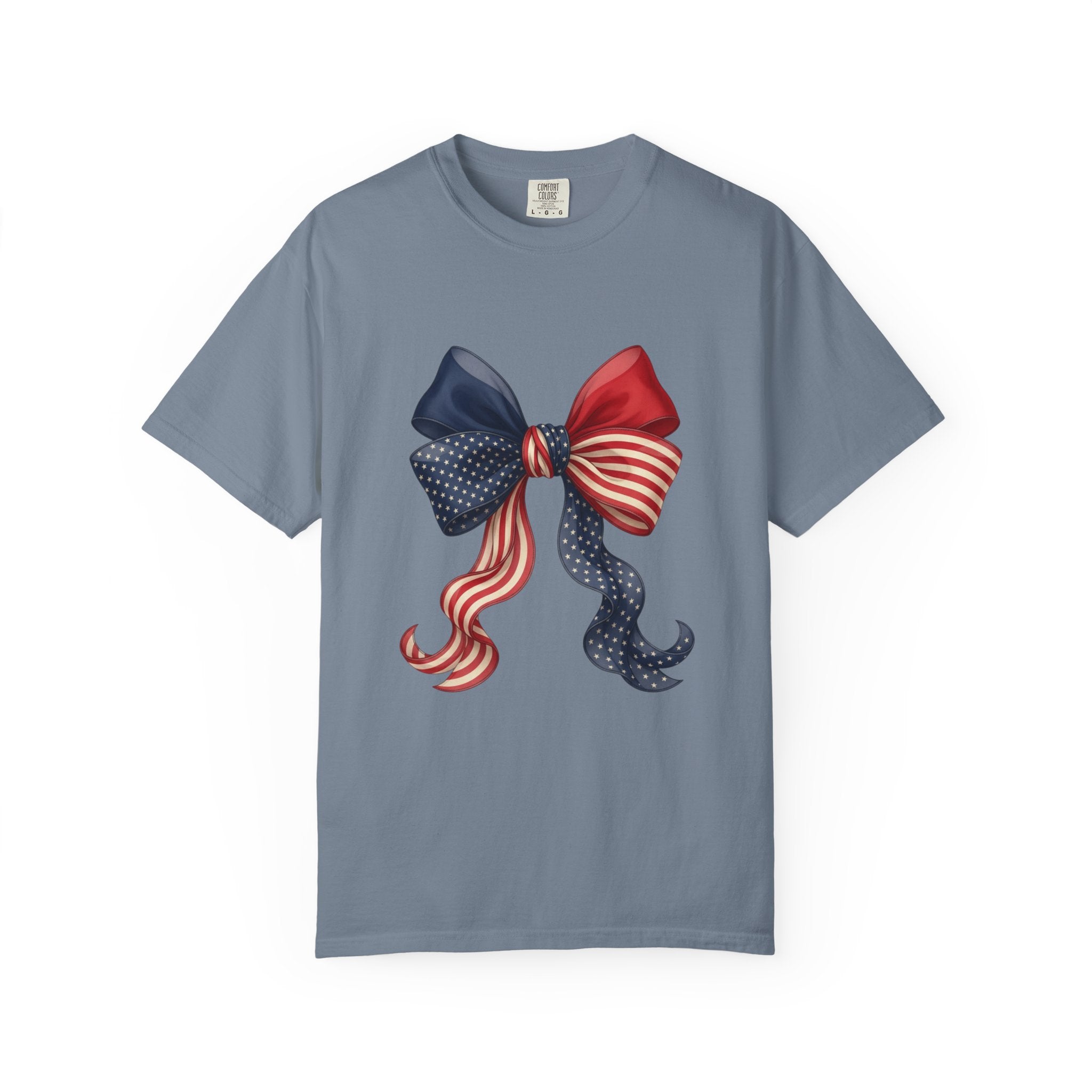Patriotic Bow T-Shirt — American Flag Red White Blue Fourth of July Tee