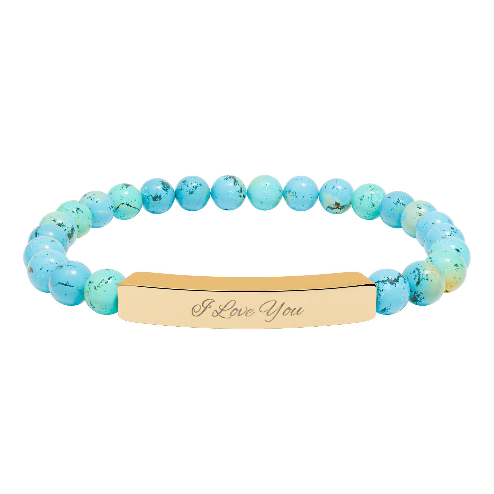Engraved Natural Stone Beaded Bracelet