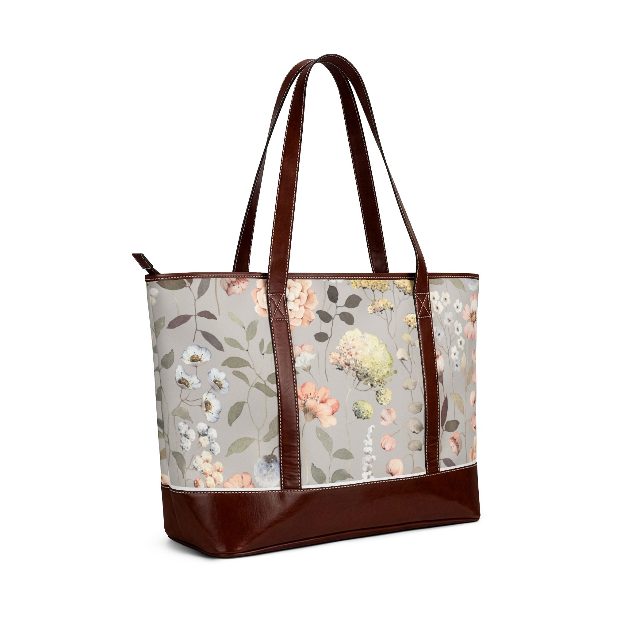 Floral Tote Handbag — Pastel Vintage Blossom Shoulder Bag