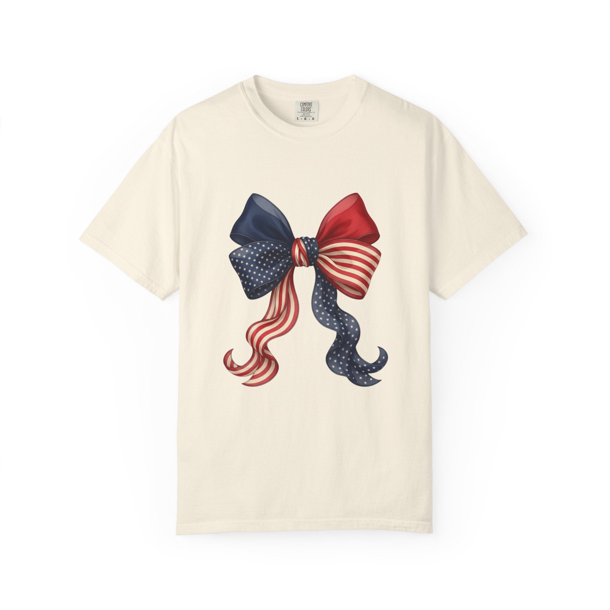 Patriotic Bow T-Shirt — American Flag Red White Blue Fourth of July Tee