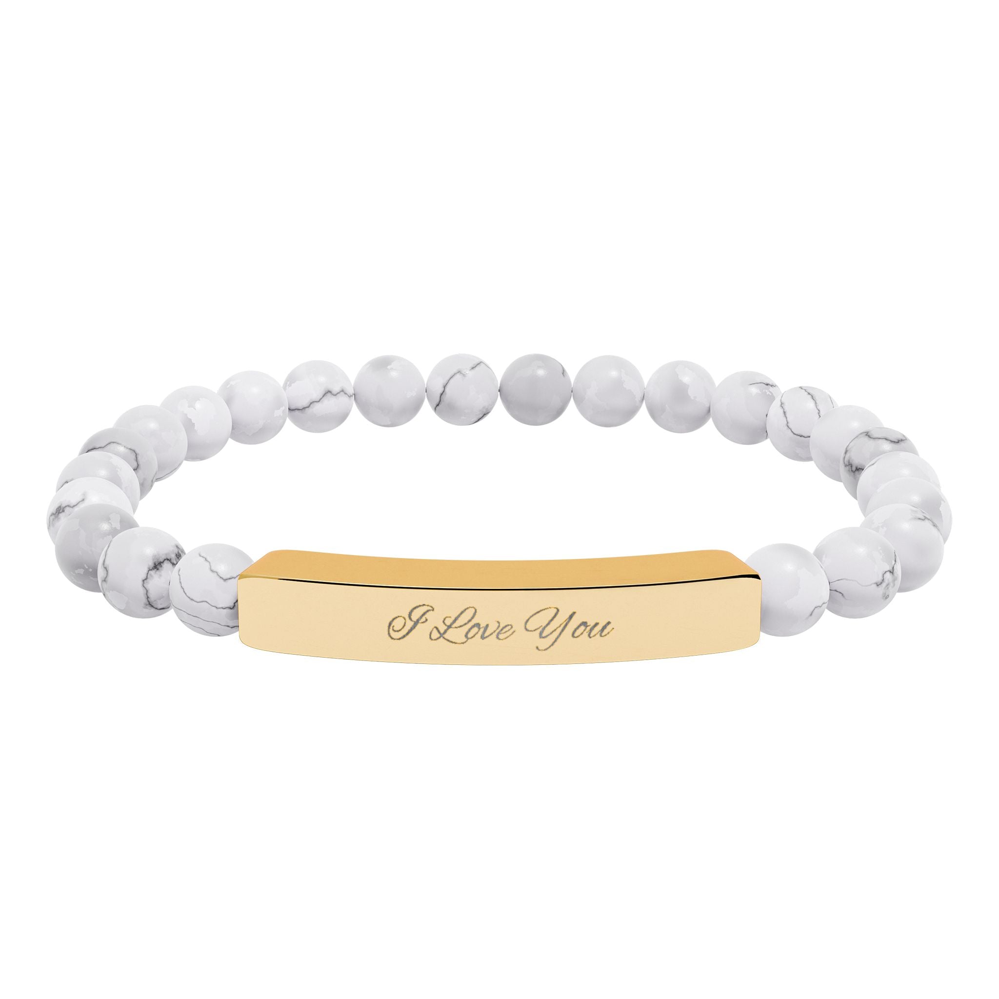 Engraved Natural Stone Beaded Bracelet