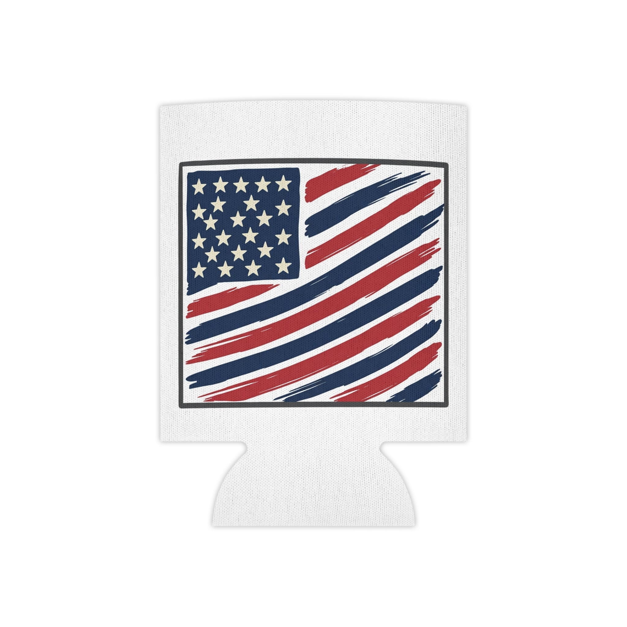 American Flag Can Cooler — Patriotic Red White Blue Drink Koozie