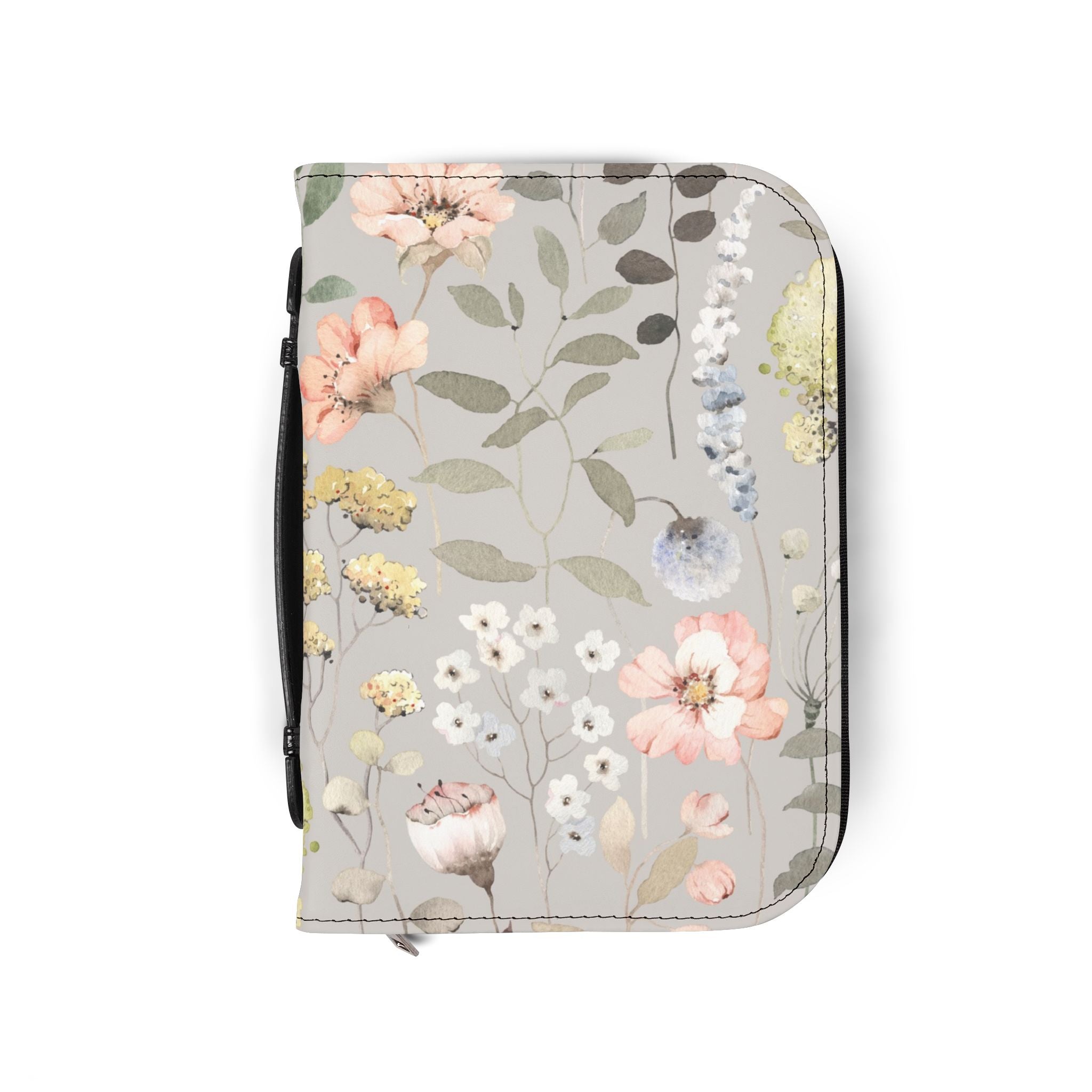 Floral Zippered Bible Cover — Soft Pastel Botanical Protection
