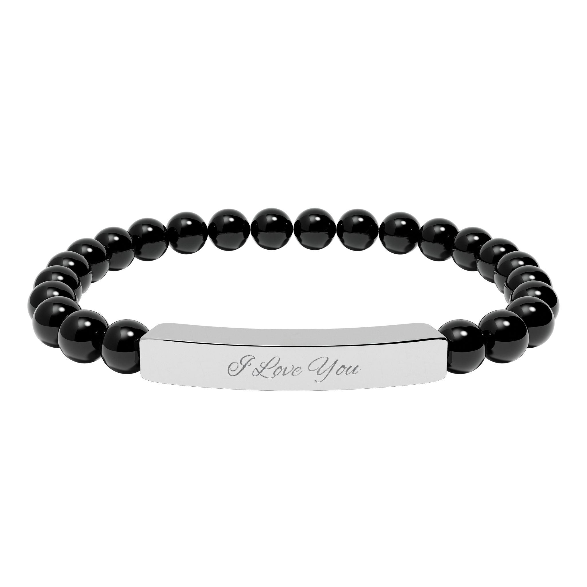 Engraved Natural Stone Beaded Bracelet