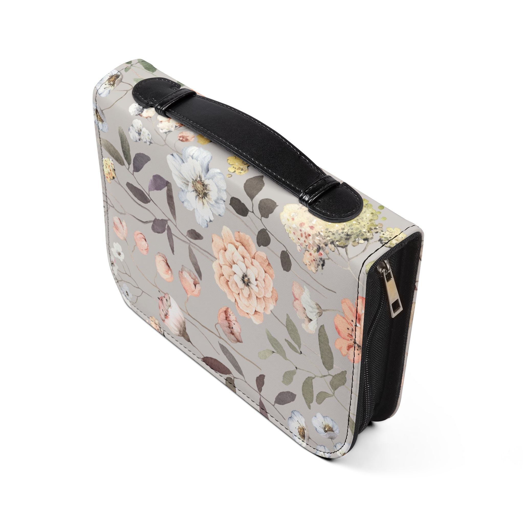 Floral Zippered Bible Cover — Soft Pastel Botanical Protection