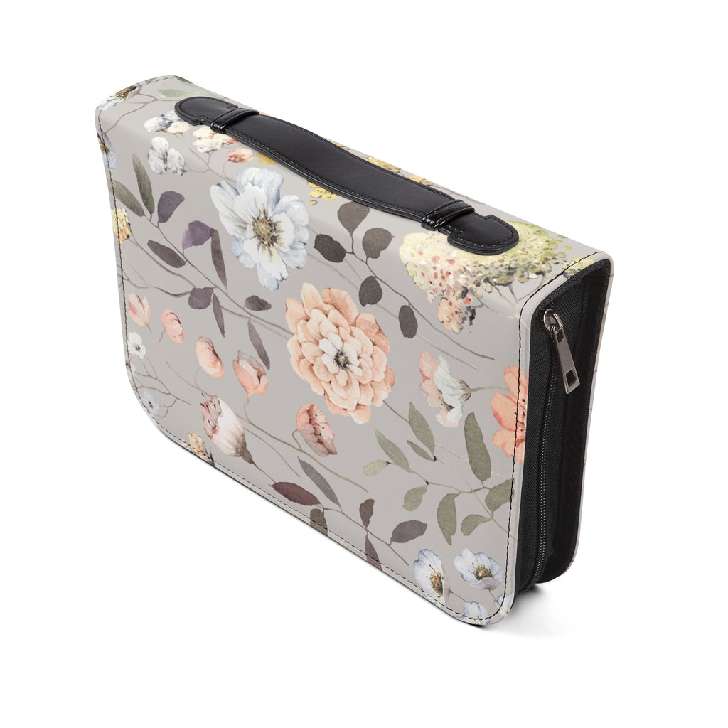 Floral Zippered Bible Cover — Soft Pastel Botanical Protection