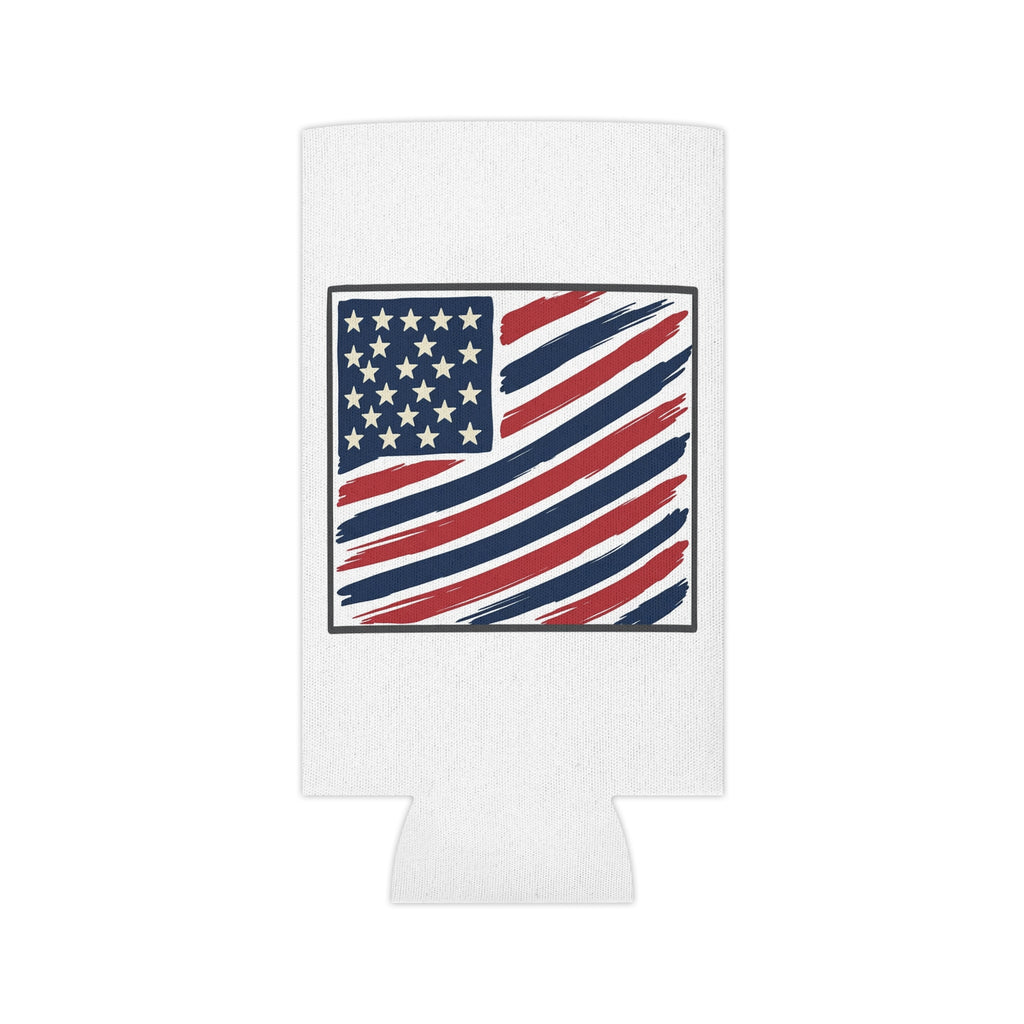 American Flag Can Cooler — Patriotic Red White Blue Drink Koozie