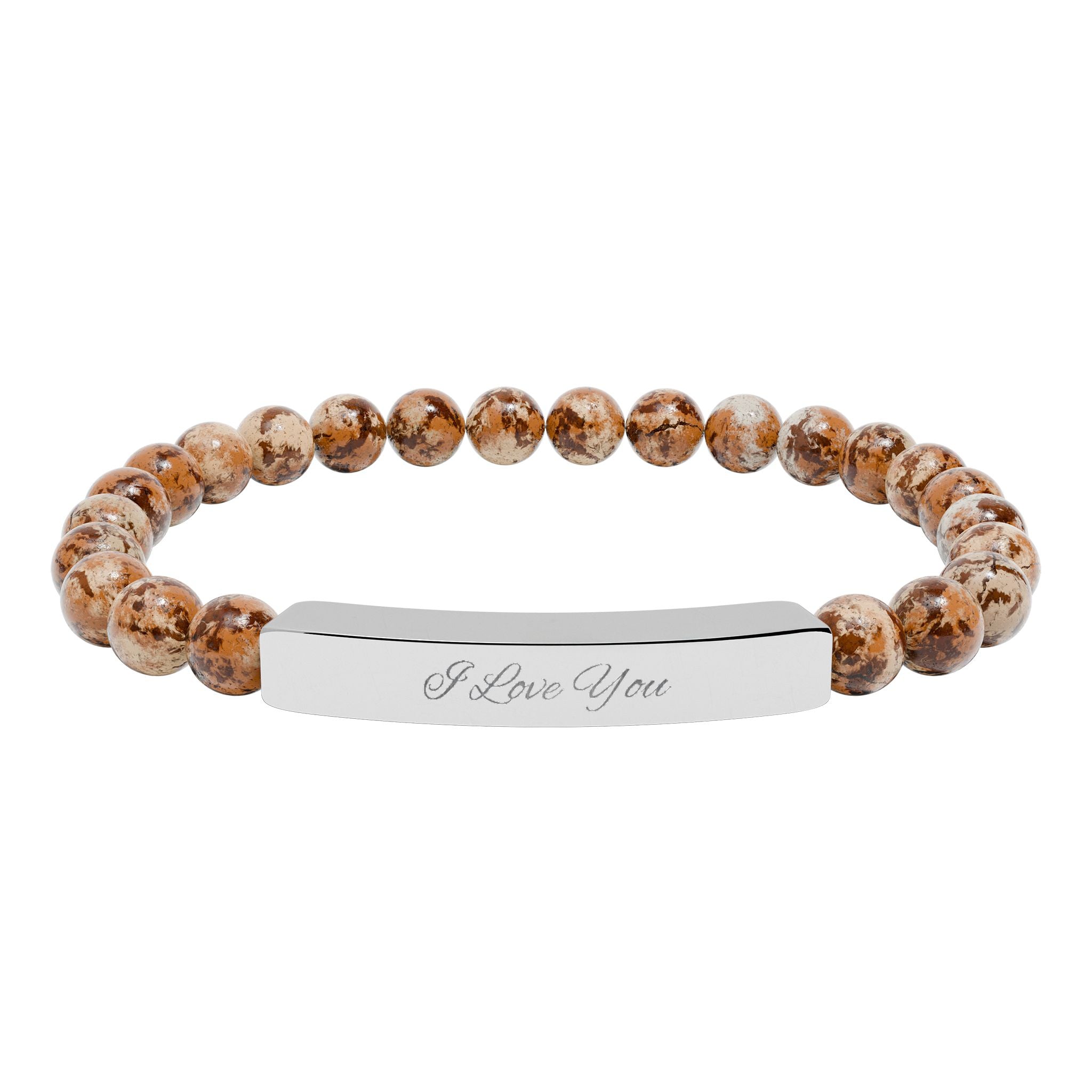 Engraved Natural Stone Beaded Bracelet