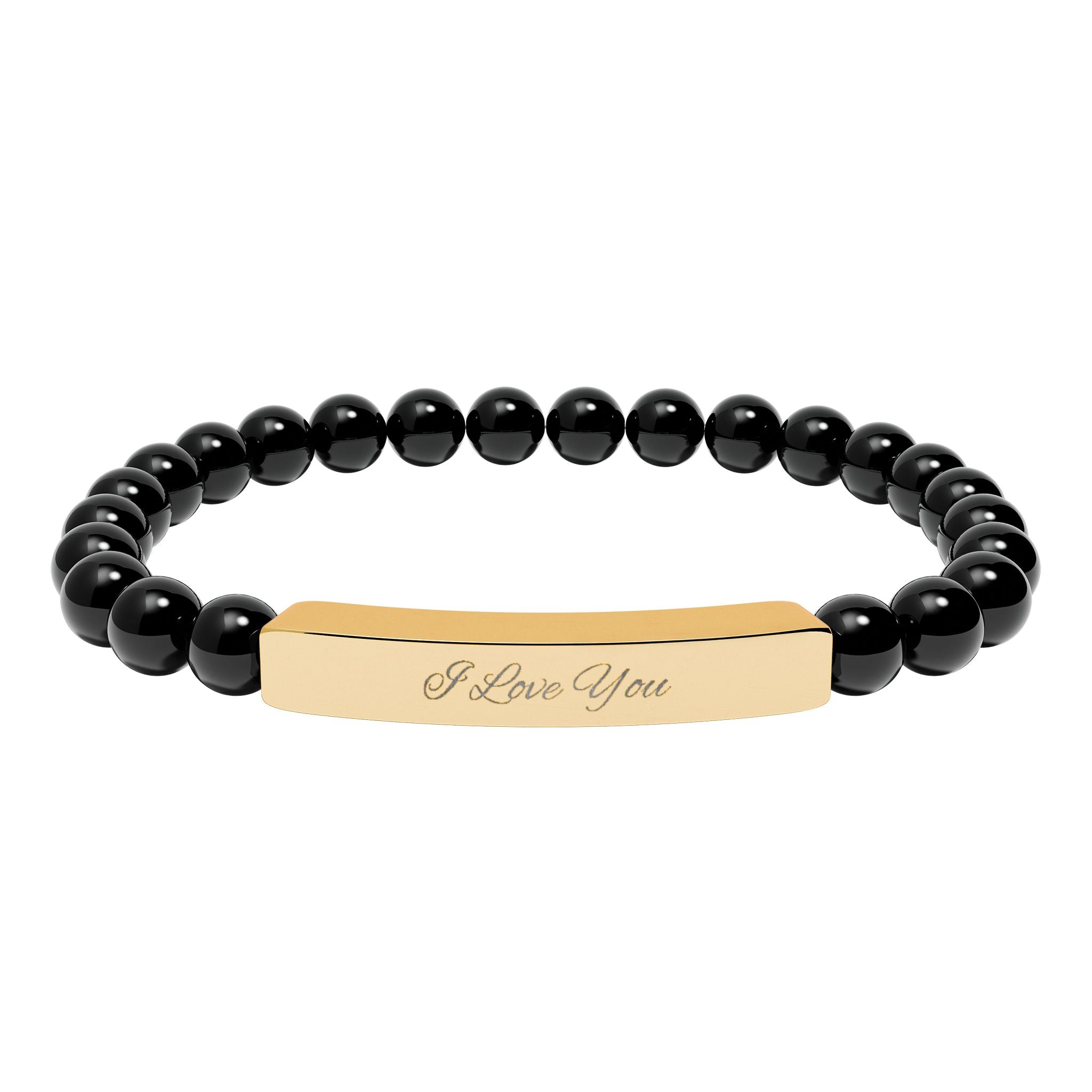 Engraved Natural Stone Beaded Bracelet