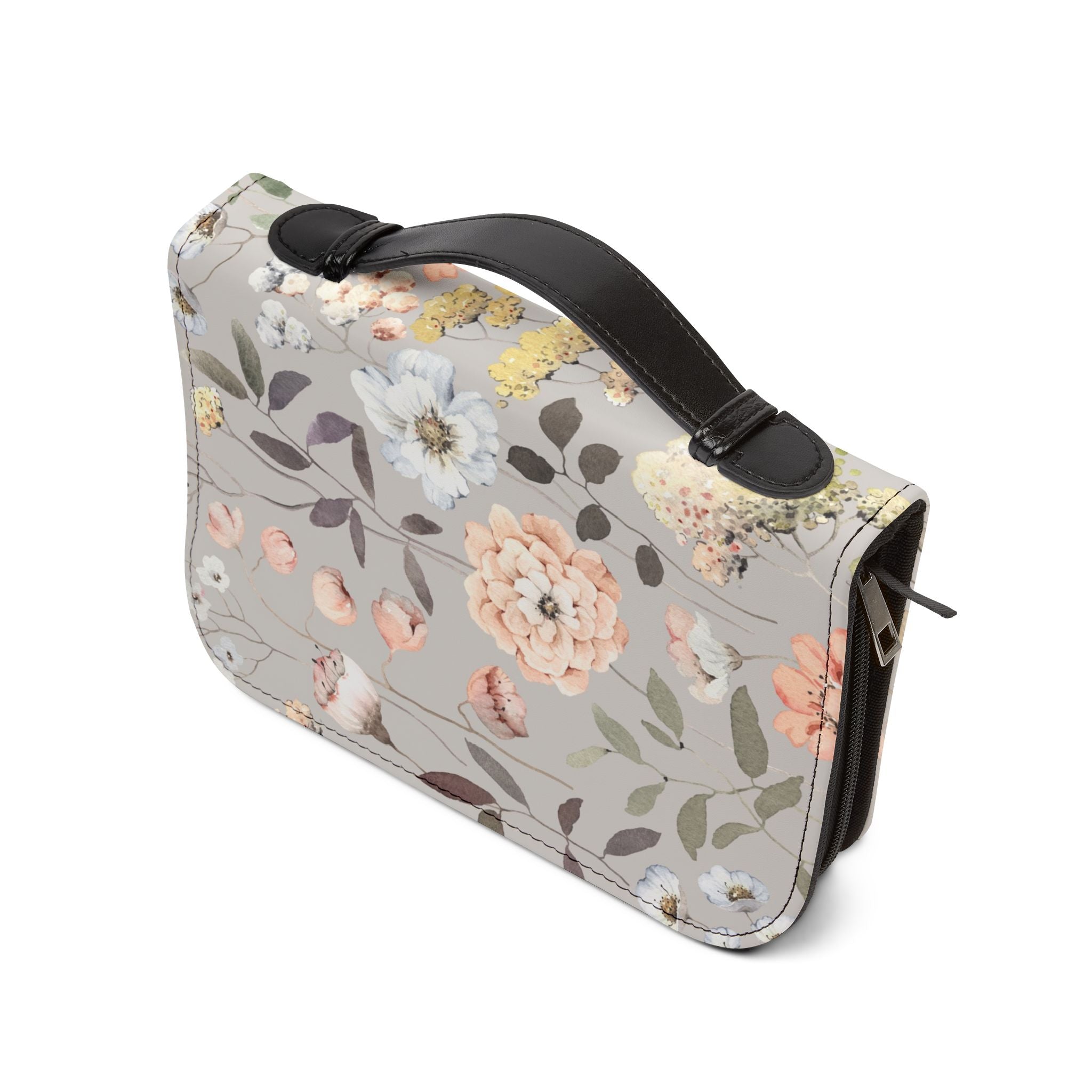 Floral Zippered Bible Cover — Soft Pastel Botanical Protection