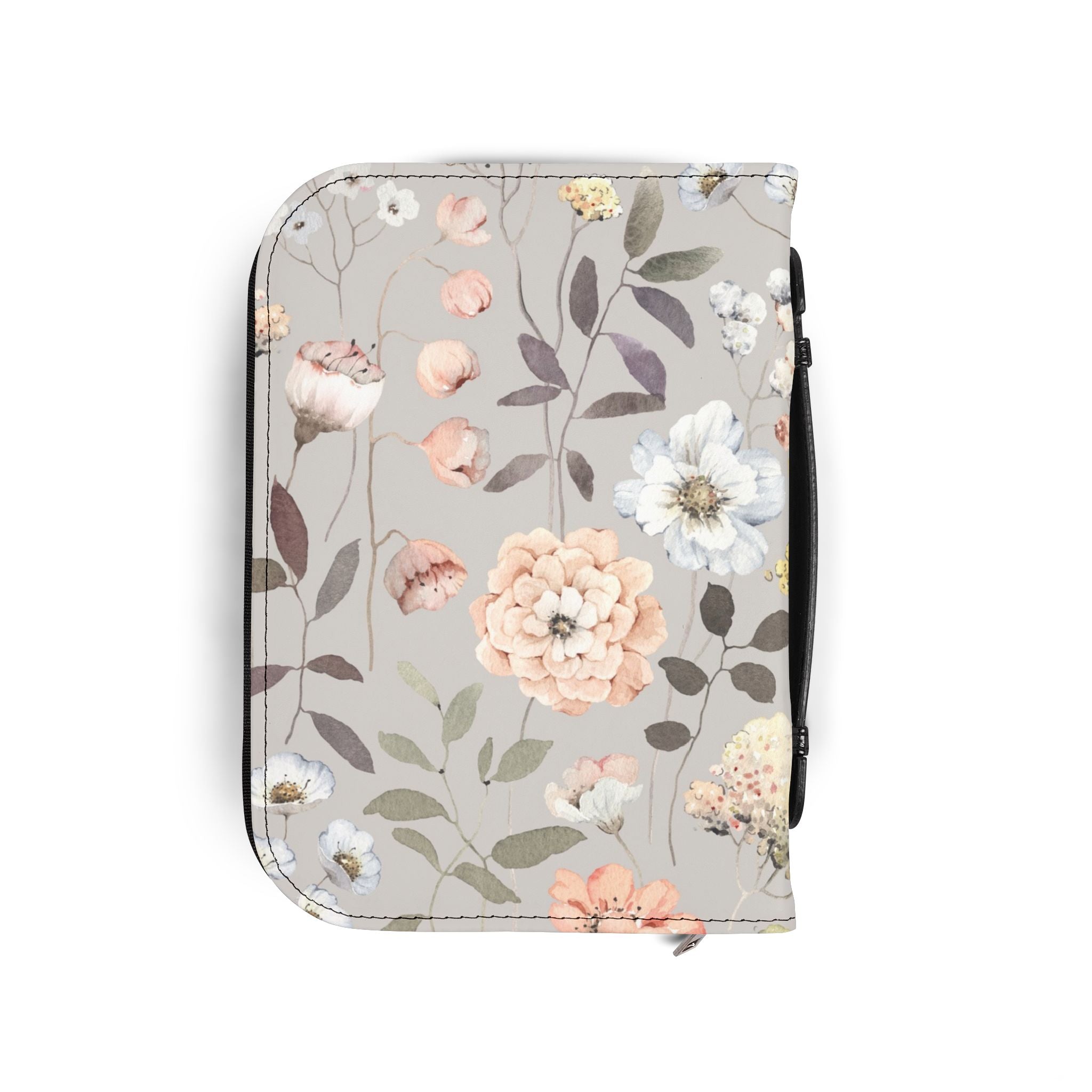Floral Zippered Bible Cover — Soft Pastel Botanical Protection