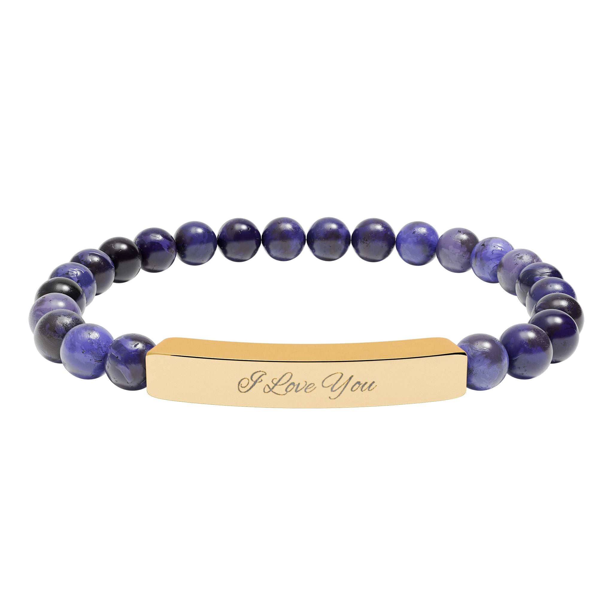 Engraved Natural Stone Beaded Bracelet