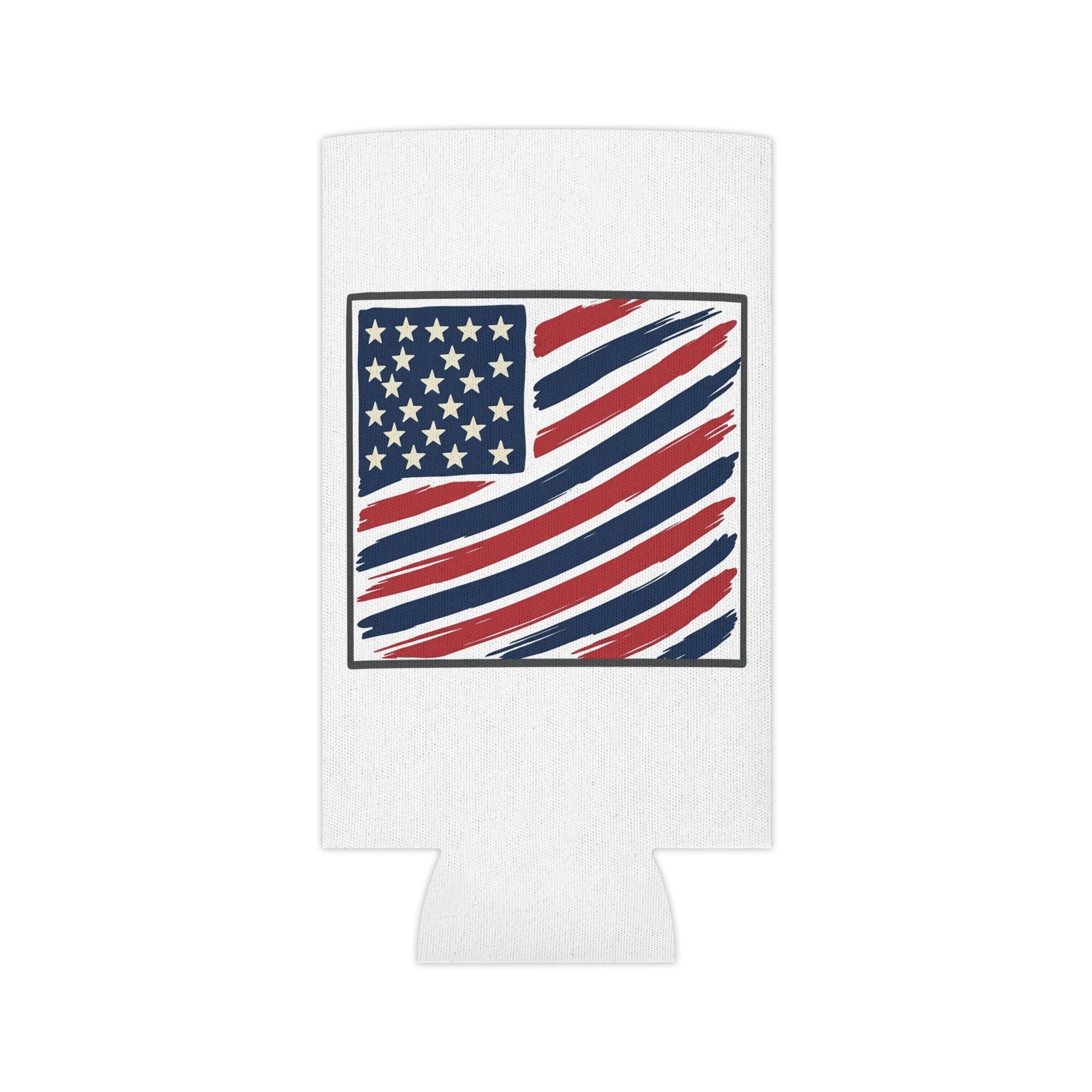 American Flag Can Cooler — Patriotic Red White Blue Drink Koozie