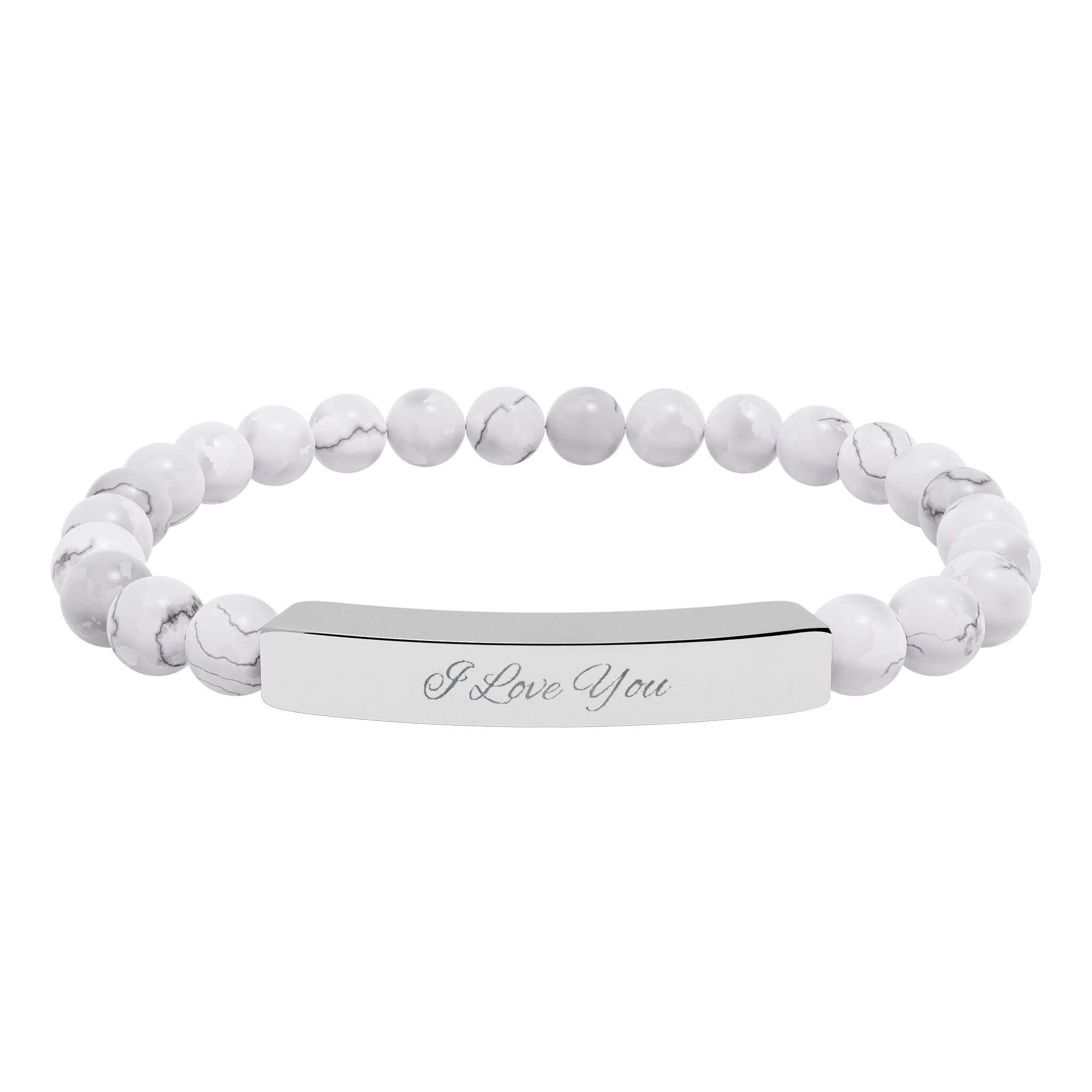 Engraved Natural Stone Beaded Bracelet