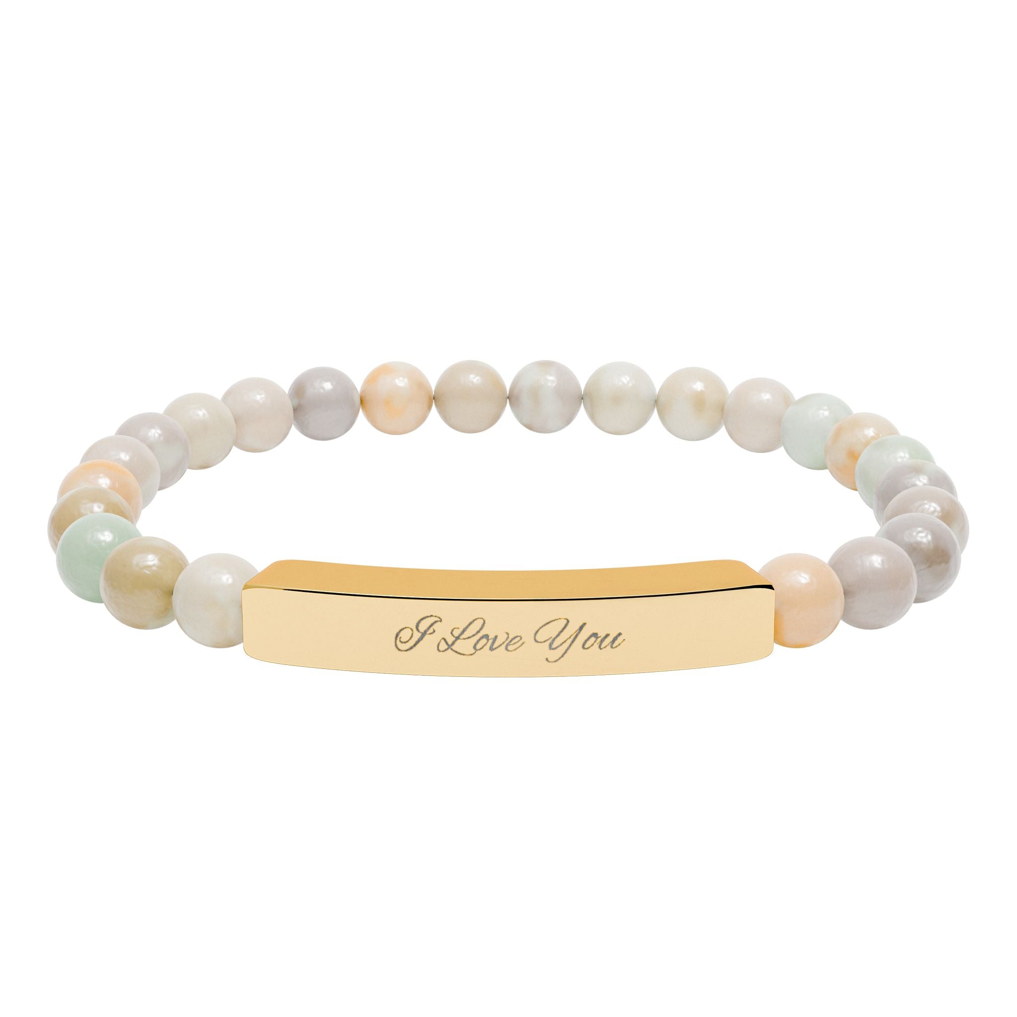 Engraved Natural Stone Beaded Bracelet