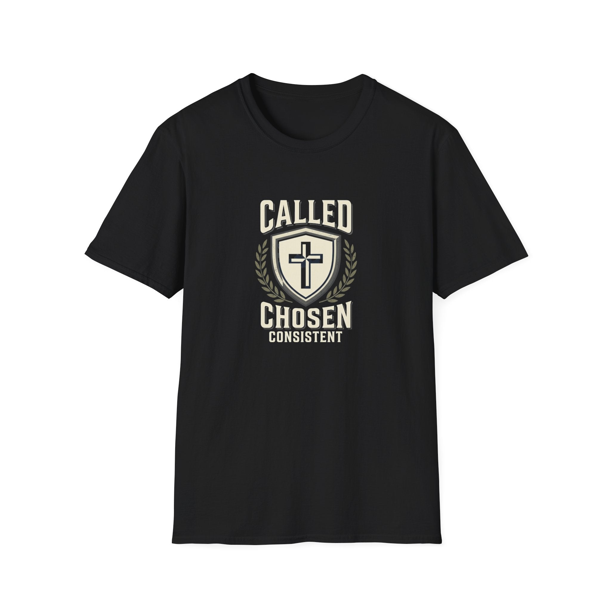 Called, Chosen, Consistent Christian T-Shirt — Shield & Cross Faith Tee