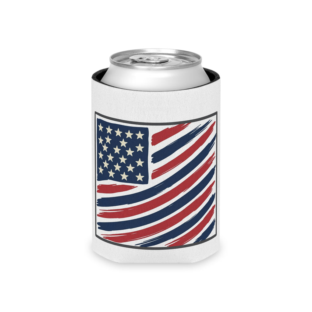 American Flag Can Cooler — Patriotic Red White Blue Drink Koozie
