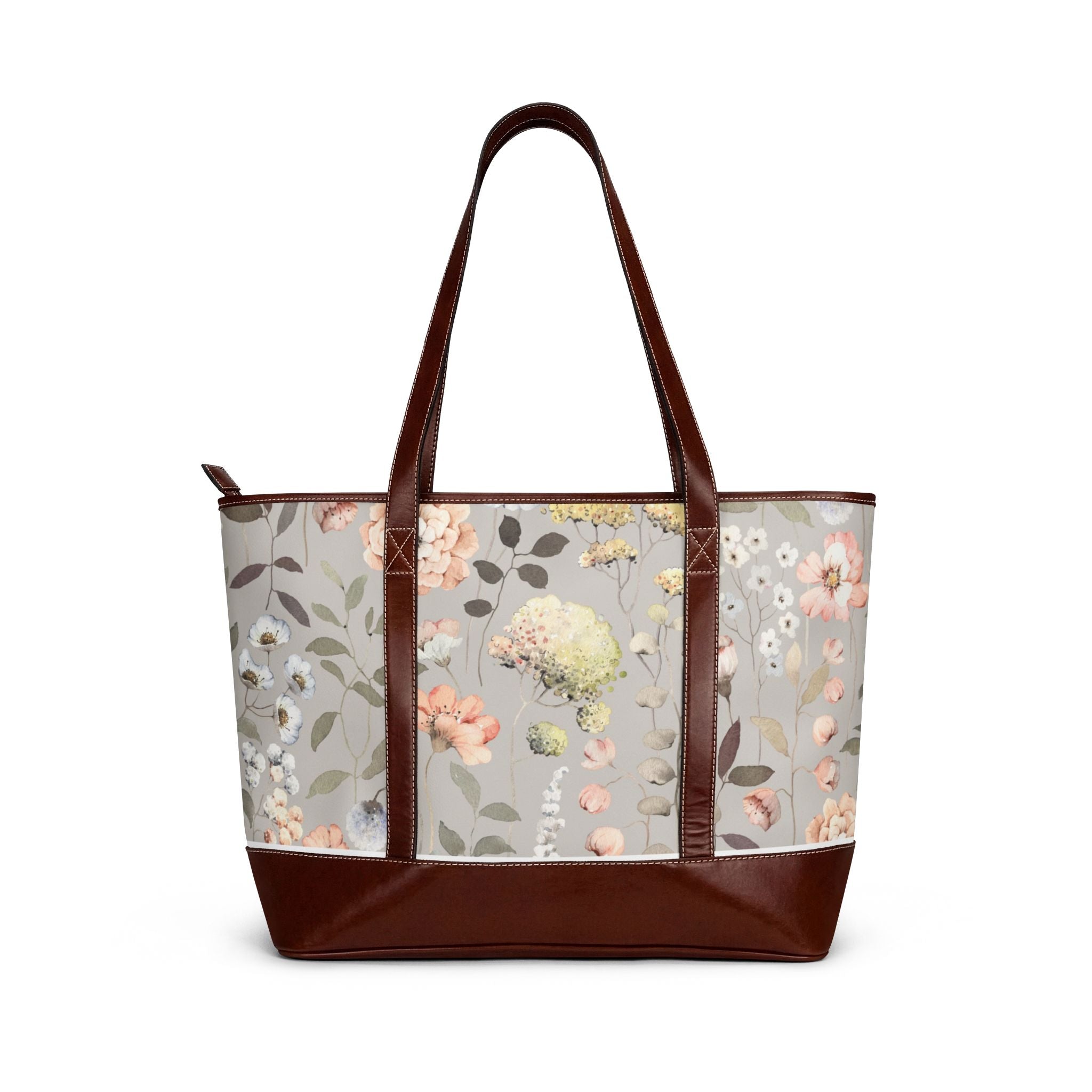 Floral Tote Handbag — Pastel Vintage Blossom Shoulder Bag