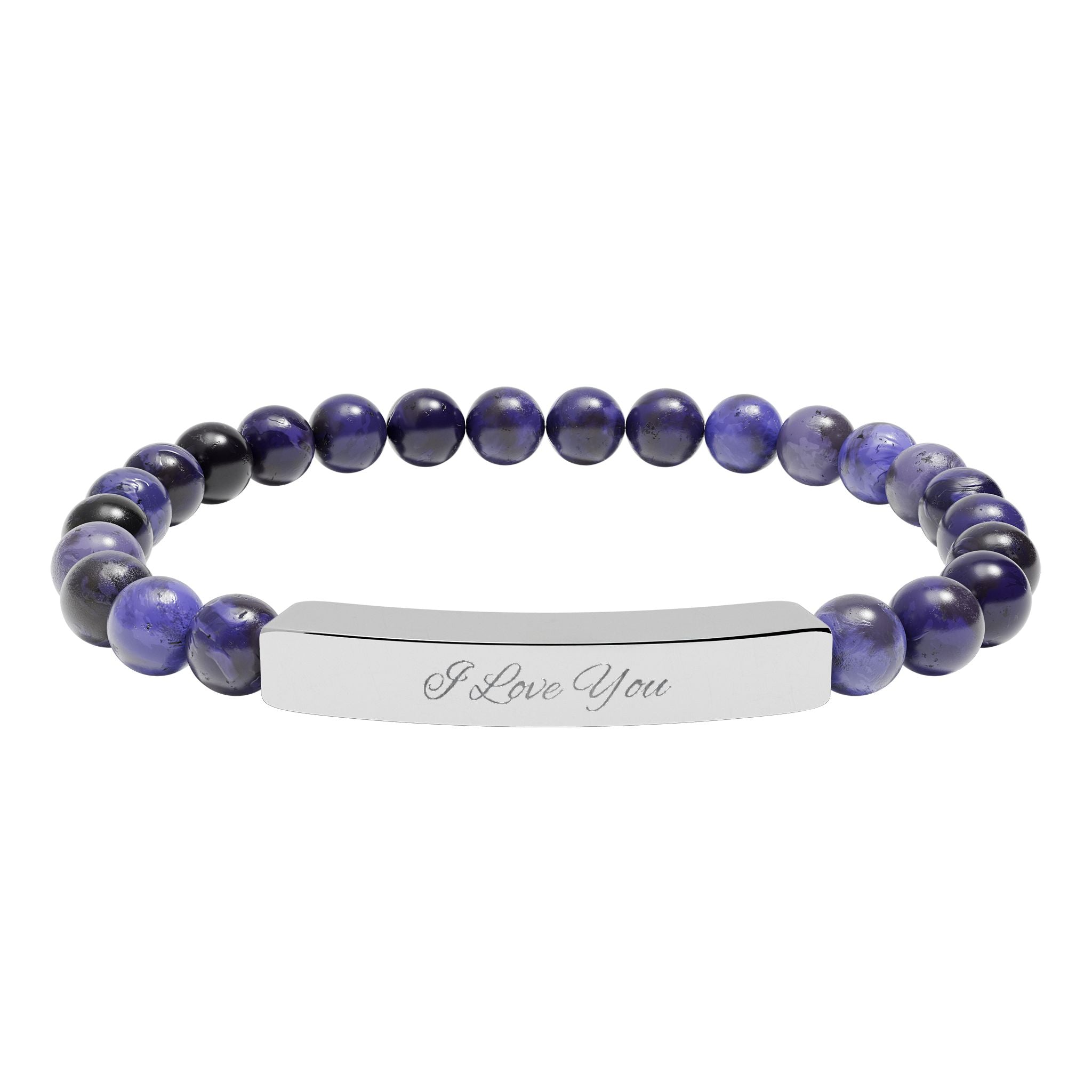 Engraved Natural Stone Beaded Bracelet