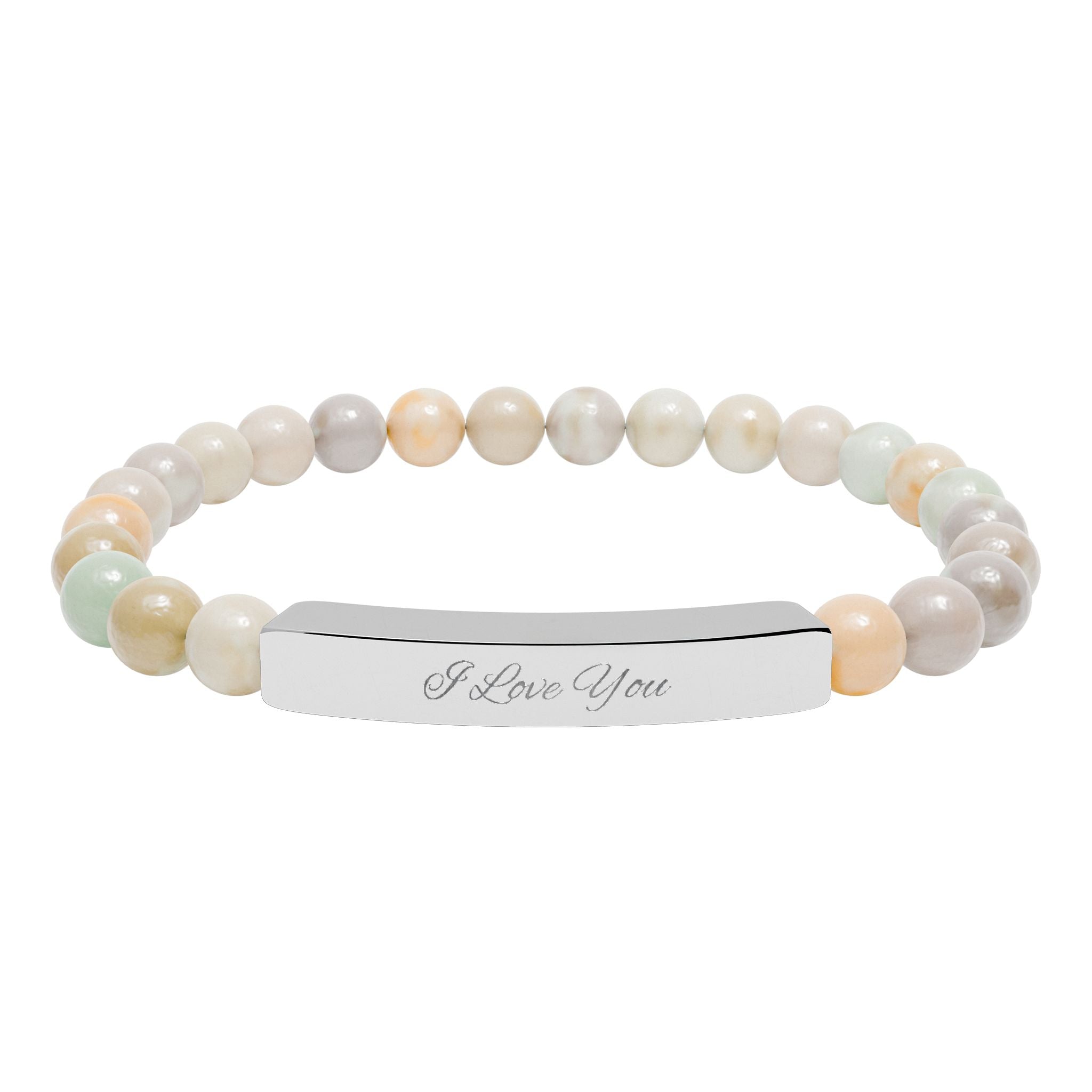 Engraved Natural Stone Beaded Bracelet