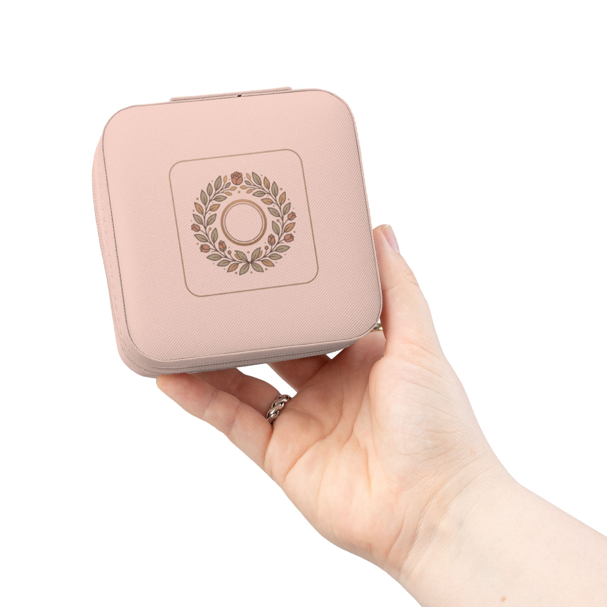 Compact Jewelry Travel Case — Portable Ring & Earring Organizer (Pink)