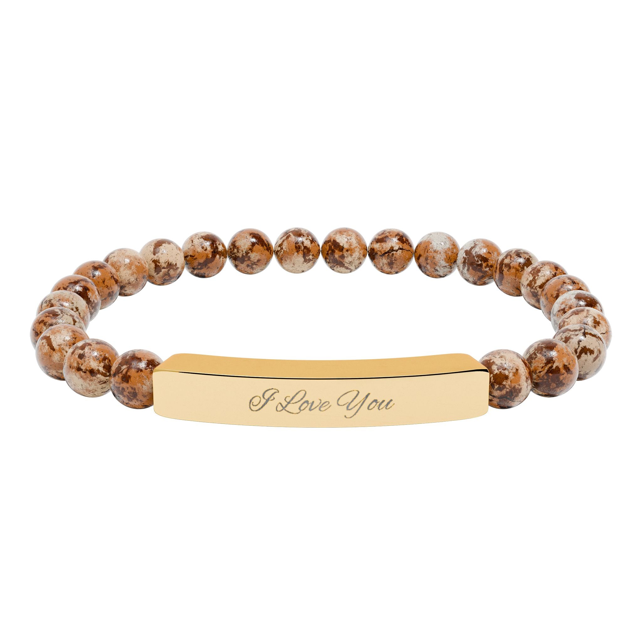 Engraved Natural Stone Beaded Bracelet
