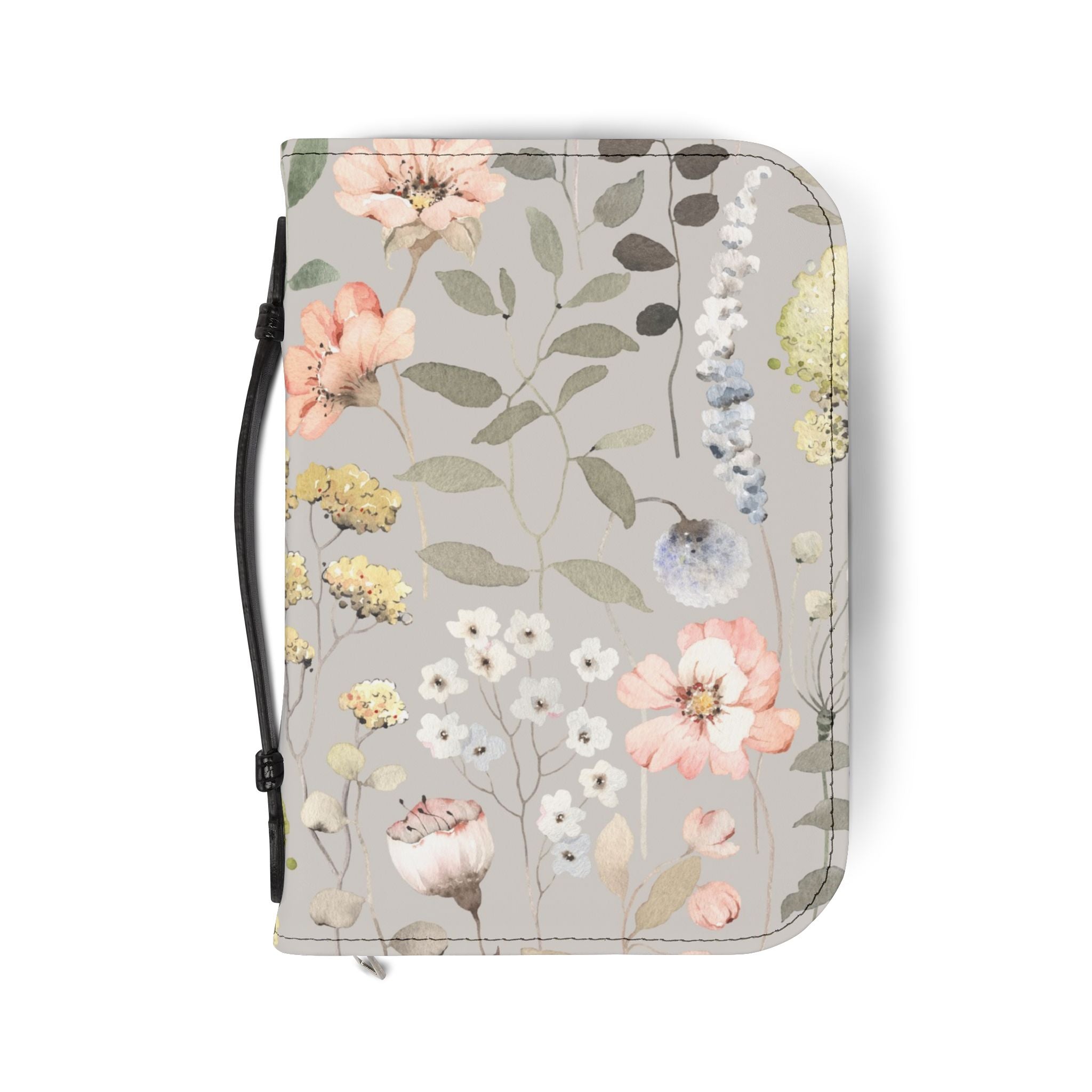 Floral Zippered Bible Cover — Soft Pastel Botanical Protection