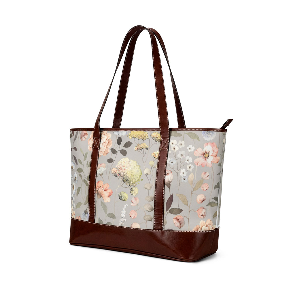 Floral Tote Handbag — Pastel Vintage Blossom Shoulder Bag