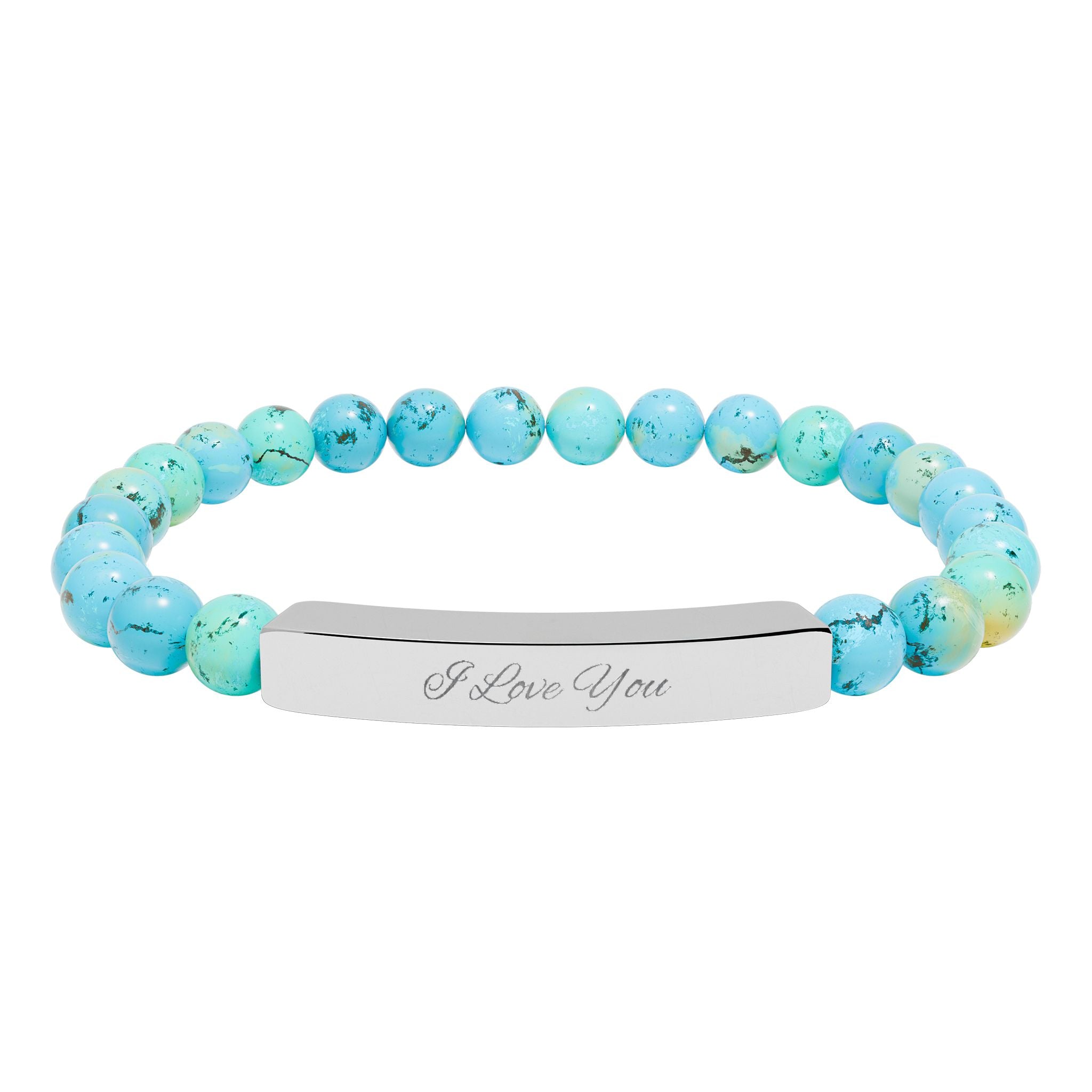 Engraved Natural Stone Beaded Bracelet
