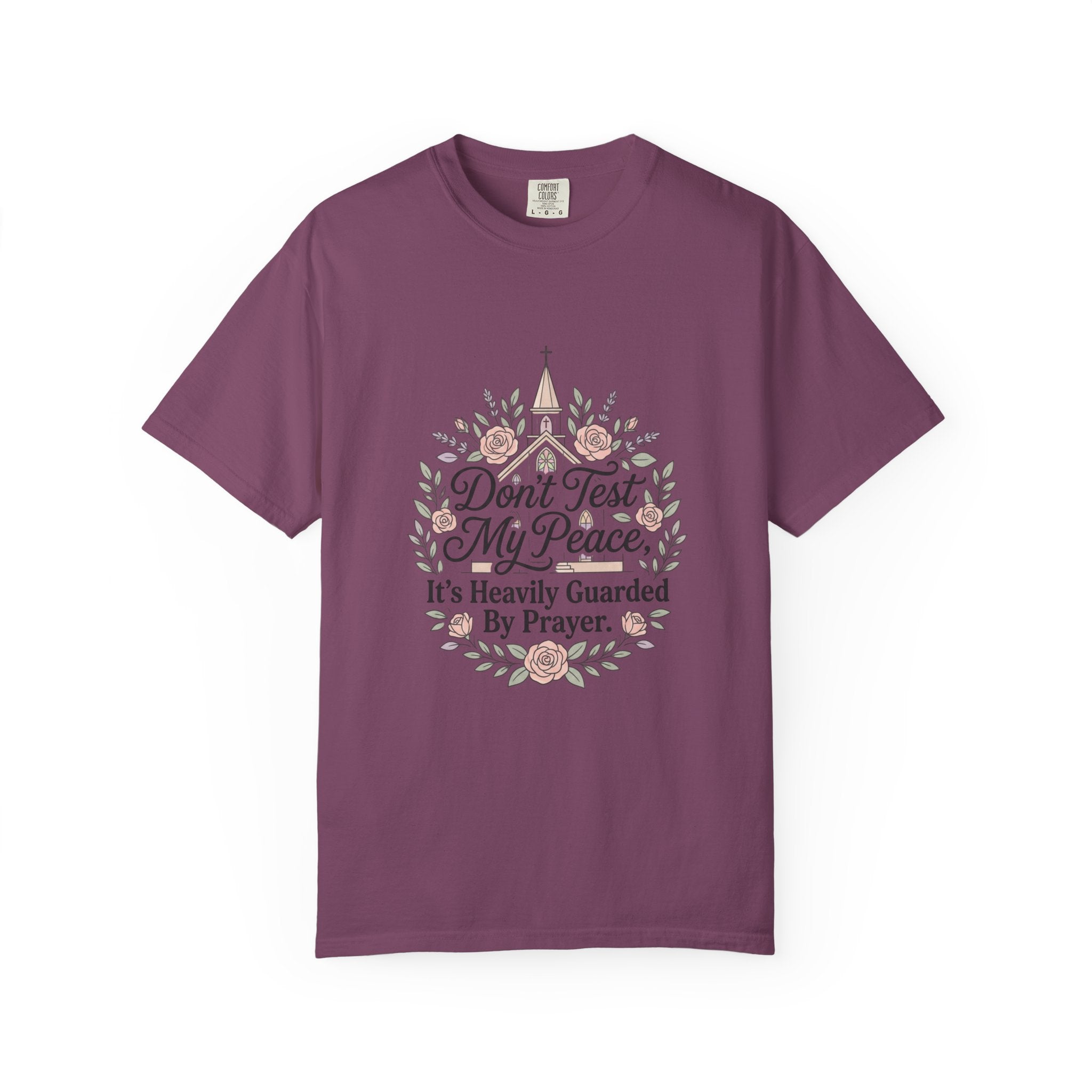 Don’t Test My Peace T-Shirt — Floral Prayer-Waist Graphic Tee