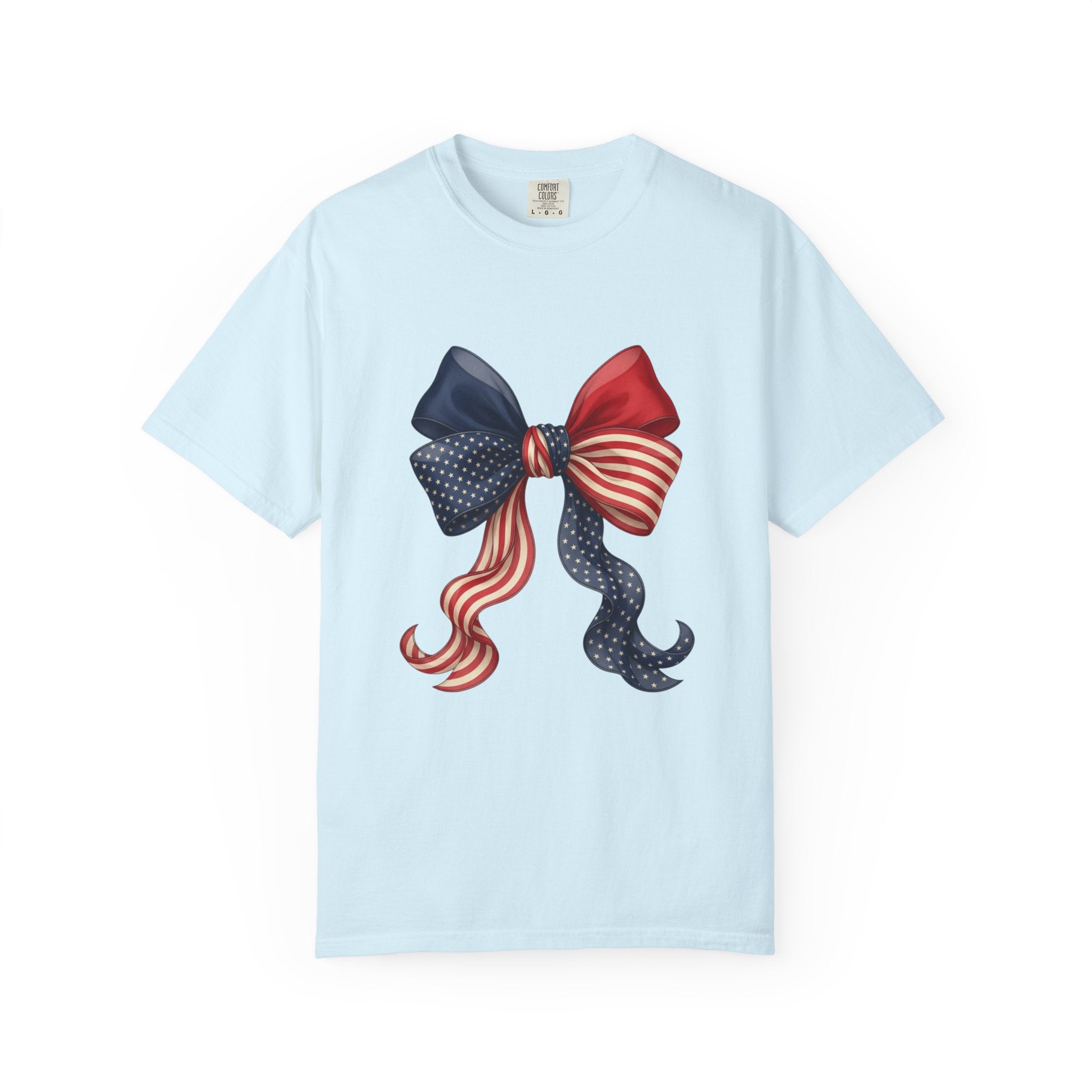 Patriotic Bow T-Shirt — American Flag Red White Blue Fourth of July Tee