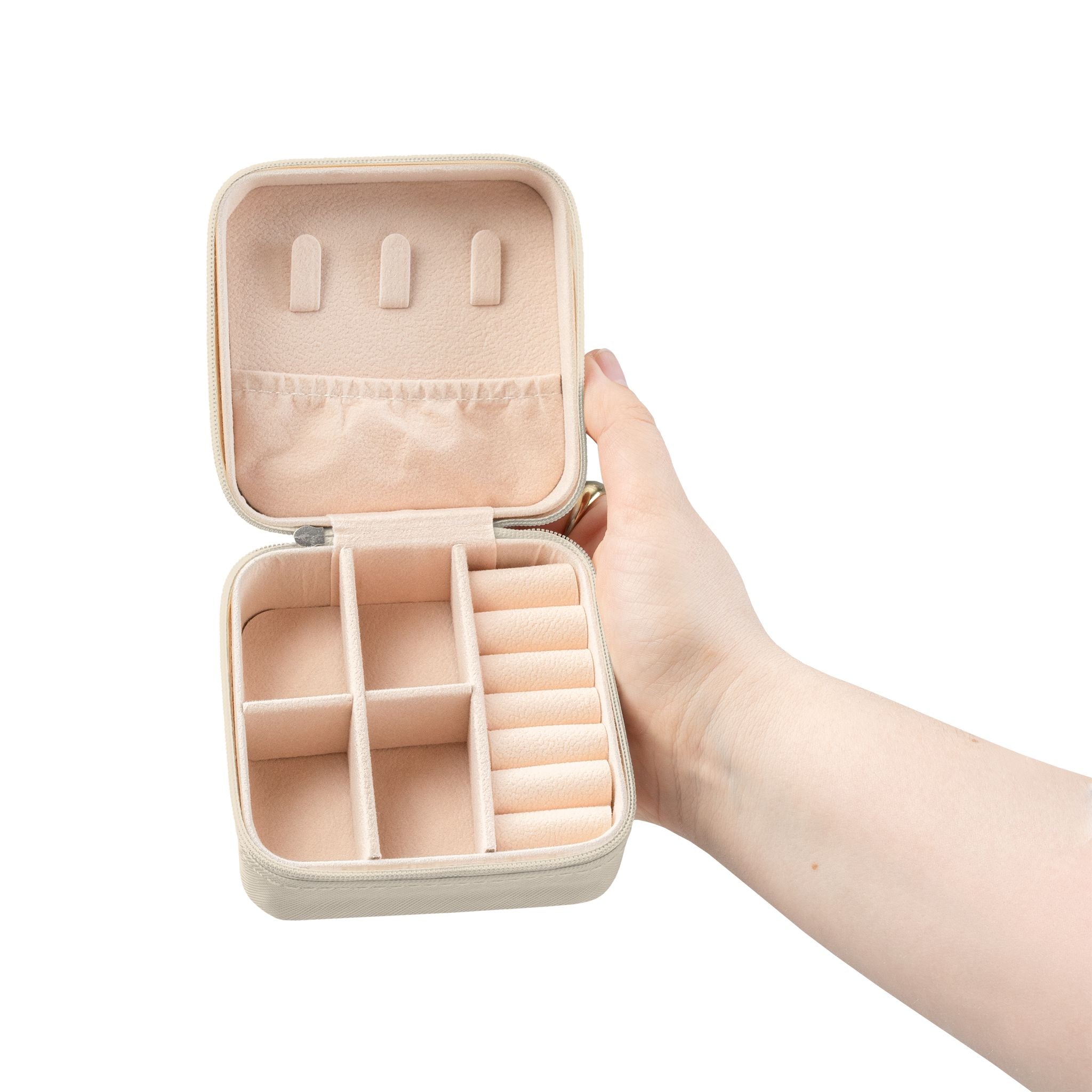 Compact Jewelry Travel Case — Portable Ring & Earring Organizer (Pink)